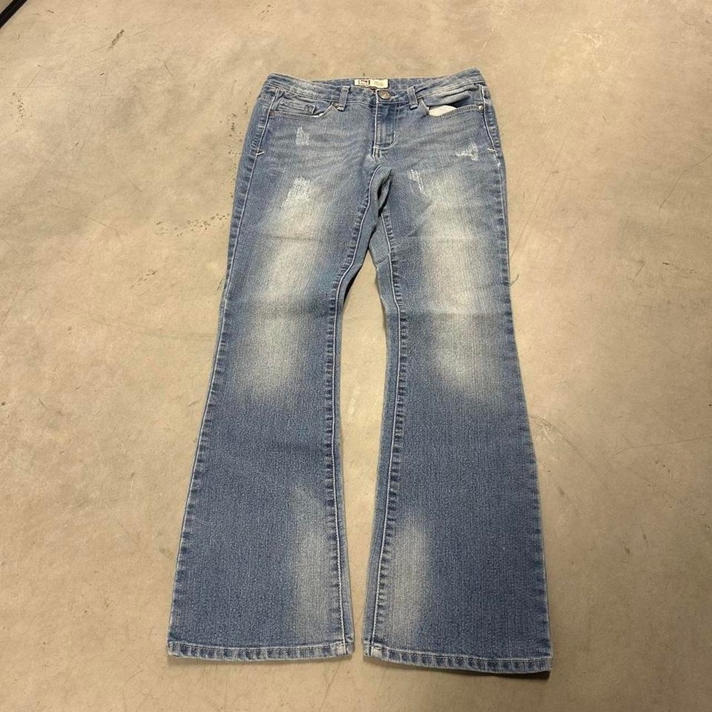 Y2K LEI Light Wash Grunge Style Bootcut Low Rise Jeans